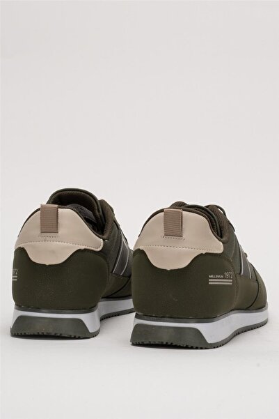 Liger Men's Casual Sneakers - Leather Laced, Haki - Beige