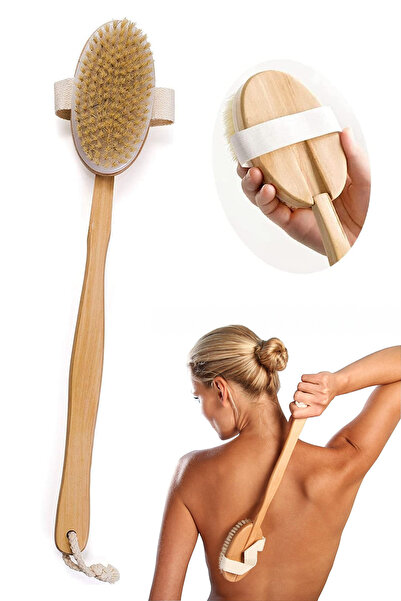 Soillium %100 Doğal Saplı At Kılı Fırça 2 Parça Peeling Kuru Vücut Fırçası Ci...