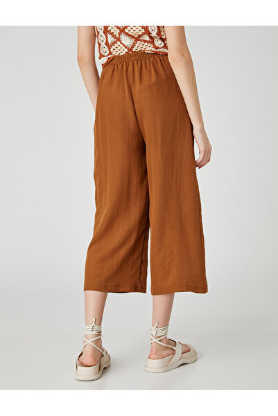 Koton Wide Leg Trousers Culotte Crop Pleated