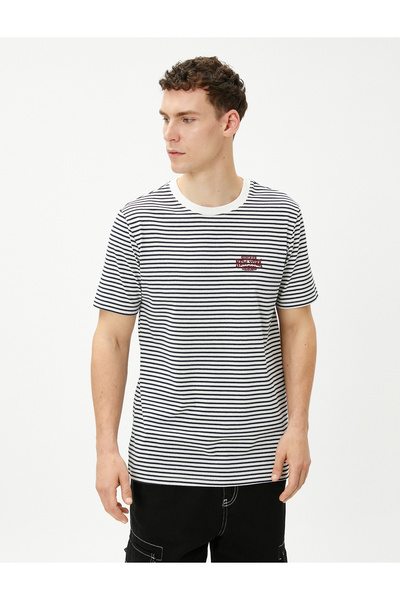 Koton College T-Shirt Embroidered Crew Neck Short Sleeve