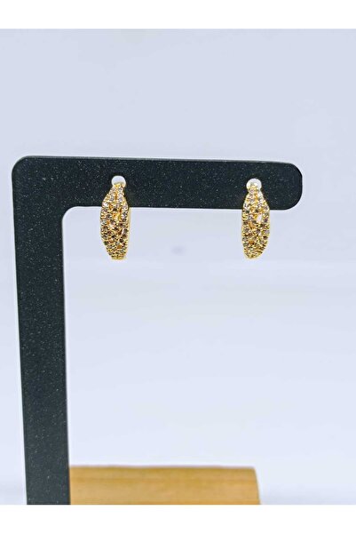 mama india alaçatı Gold Color Zircon Stone Modern Design Earrings No 1