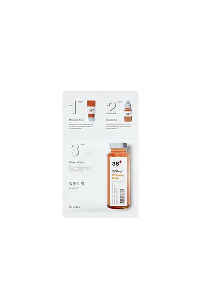 Missha Missha Korean 3Step Whitening Face Mask , With Peeling Gel + Essence + Sheet Mask, Pack of 5