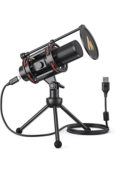 MAONO USB Computer Microphone, All in One Condenser Mic with Gain Knob and Ze...