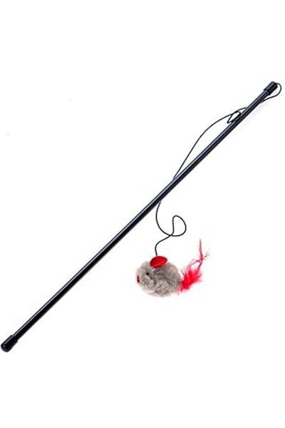Mu Art Busstier Plush Animal Figured Sound Cat Fishing Rod Toy - Fun and Moving Plush Cat Toy