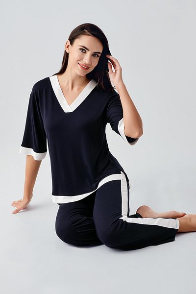 Artış Short Sleeve Flexible Viscose Pajama Suit