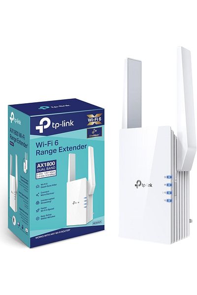 TP-LINK موسع نطاق Wi-Fi 6 ثنائي النطاق AX1800، موسع النطاق العريض/Wi-Fi، معزز Wi-Fi/نقطة اتصال مع