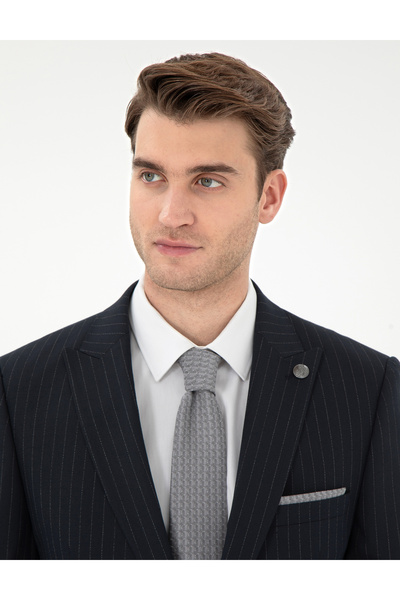 Pierre Cardin Lacivert Ex. Slim Fit Çizgili Takım Elbise 50304215-VR033