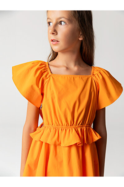 SheShe فستان صيفي برتقالي للأطفال