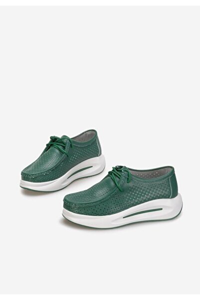 B T Shoes Melodisa green genuine leather loafers