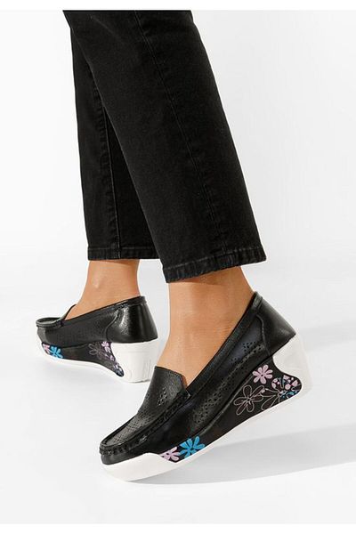 B T Shoes Mocasini dama piele Havana negri