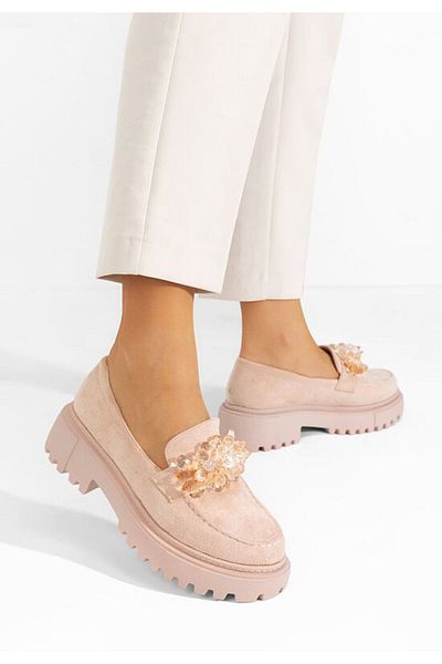 B T Shoes Mocasini cu talpa groasa Amilla bej