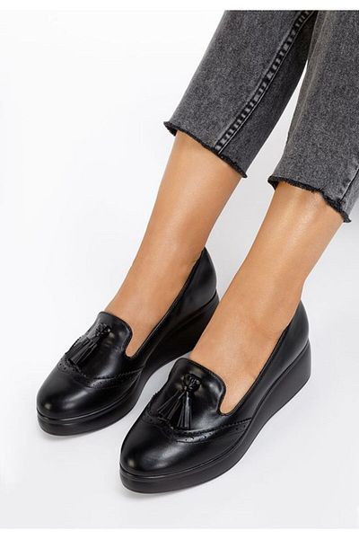 B T Shoes Mocasini cu platforma Olbia negri