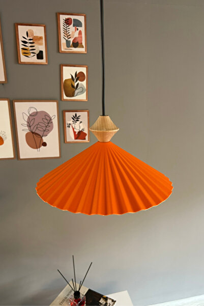 Bamyum Avilla Turuncu Metal Avize Tekli Küçük Q Kafa Başlık Rustik Cafe Mutfak Modern Sarkıt Aydınlatma