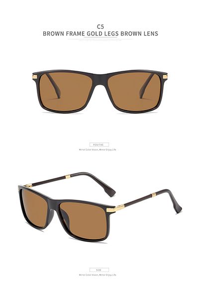 ETG Men's TR Polarized Sunglasses Square Lens UV400 PC Spring Arms for Outdoor