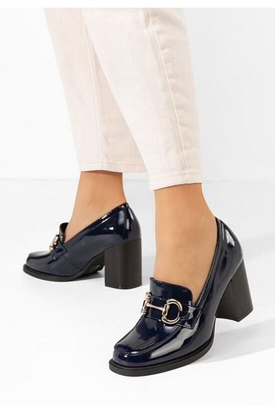 B T Shoes Mocasini cu toc Efora albastri