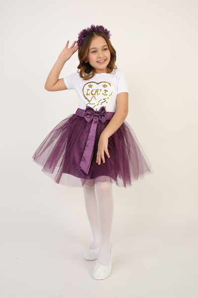 Dıgıl Kids Girl's April 23 Purple Star Patterned Suit