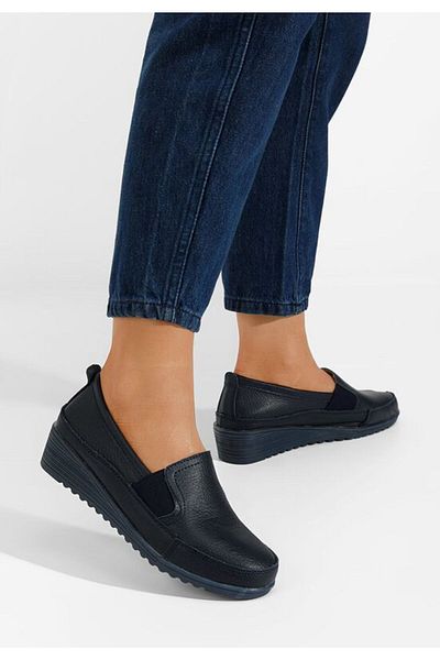 B T Shoes Mocasini dama cu platforma navy Sonima