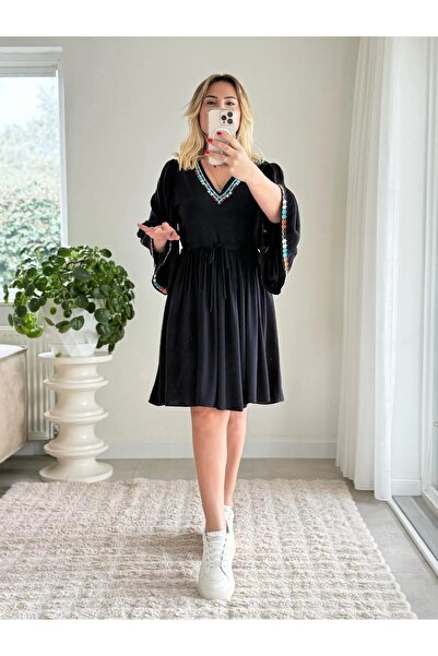 solena sln Rochie de vară boemă brodata cu decolteu în V pentru femei