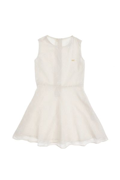 U.S. Polo Assn. Girl's Ecru Crew Neck Sleeveless Chiffon Lined Woven Dress 50299308-Vr019
