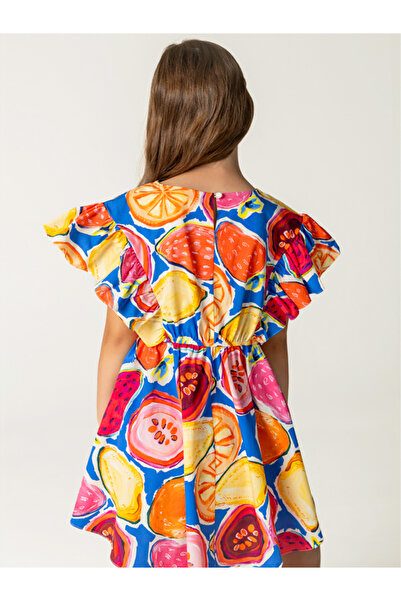 SheShe Meyveli Asimetri Kız Çocuk Elbisesi