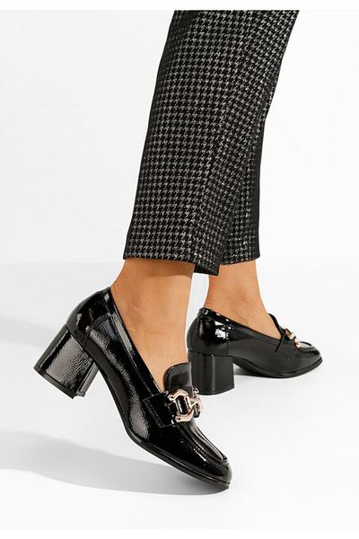 B T Shoes Mocasini cu toc Alyla negri