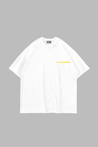 Sekizbiraltı Illusion Printed White Premium Oversize Unisex Tshirt