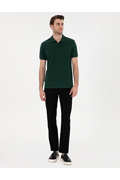 Pierre Cardin Siyah Slim Fit Beli Lastikli Kanvas Pantolon 50301791-VR046