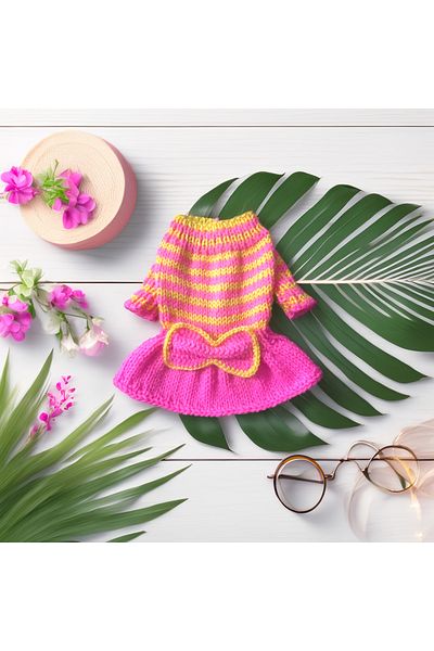 Lady Fify Pink Bow Sweater for Cat Dog