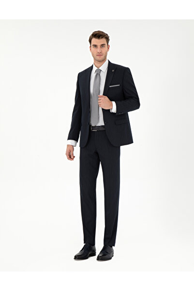 Pierre Cardin Lacivert Ex. Slim Fit Çizgili Takım Elbise 50304215-VR033