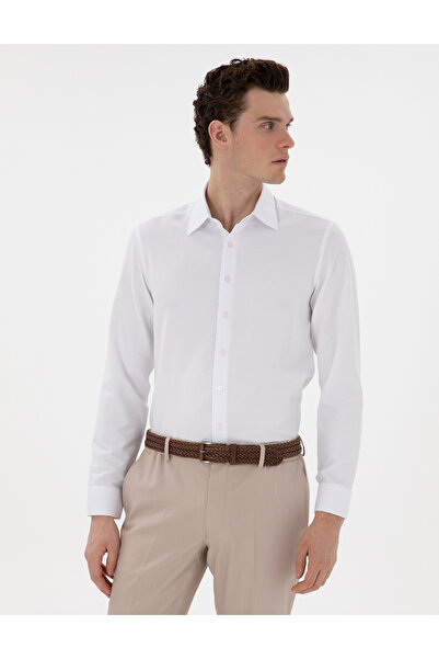 Pierre Cardin Bela košulja sa italijanskim kragnom i dugim rukavima od dobija...