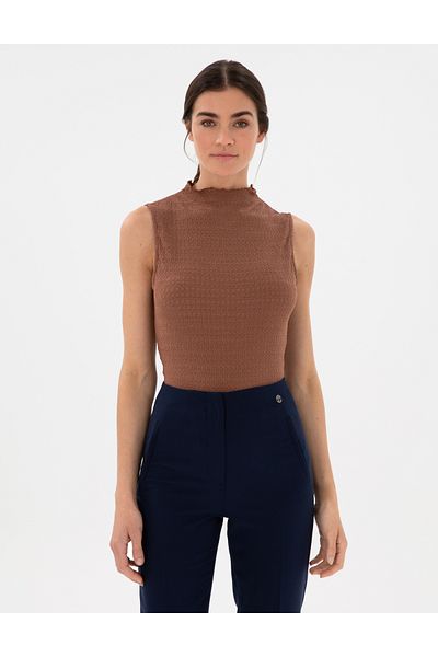 Pierre Cardin Brown Slim Fit Knitted Blouse 50301493 -Vr029