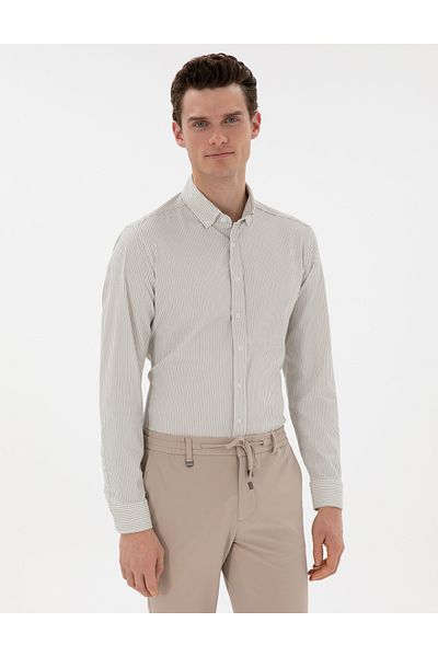Pierre Cardin Çağla Slim Fit ριγέ μακρυμάνικο πουκάμισο 50301583-VR016