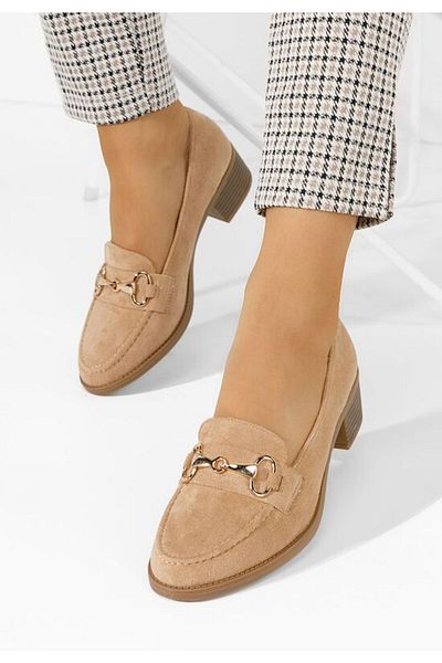 B T Shoes Empress khaki heeled loafers
