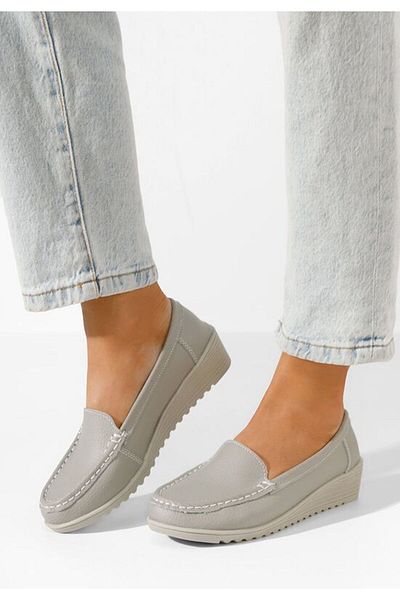 B T Shoes Mocasini dama piele Storia gri