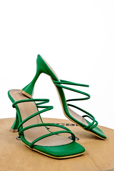 Lal Shoes & Bags Weather γυναικείες παντόφλες με τακούνι με σχοινί λεπτομέρεια-πράσινο