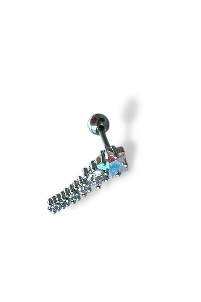 TAKIŞTIR Silver Color Star Figured Steel Tragus/ Cartilage Earring/Piercing (Single)