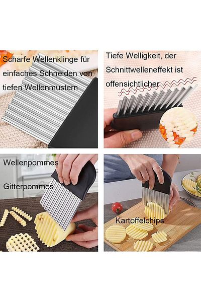 fulina Stainless Steel Crinkle Cutter,Unique Wave Modeling,Non-slip Handle Design,for Homemade Wavy Fries