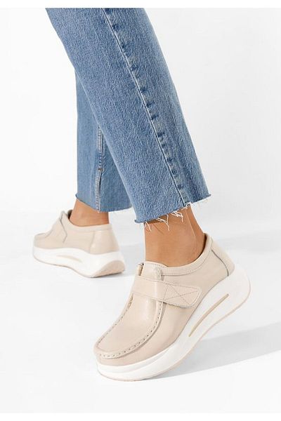 B T Shoes Alseida beige genuine leather loafers