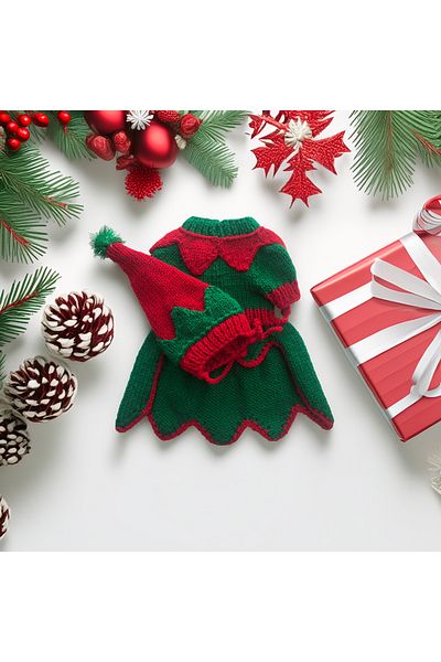 Lady Fify Wool New Year Elf Costume for Cat Dog