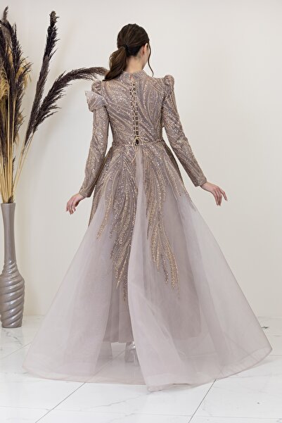 Genel Markalar Önü Taşlı Drapeli Yaren Abiye