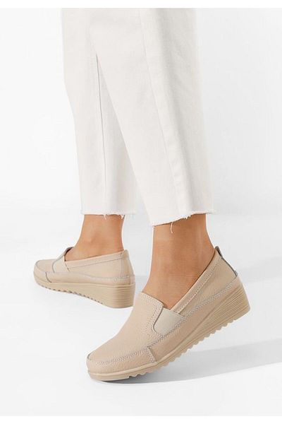 B T Shoes Mocasini dama piele bej Sonima