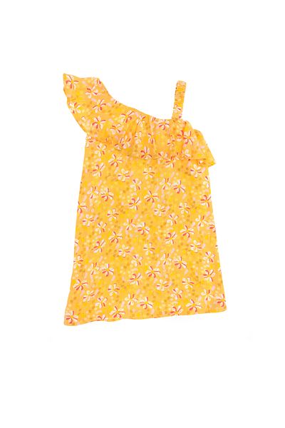 U.S. Polo Assn. Girl's Yellow Sleeveless Floral Patterned Woven Dress 50299306-Vr094