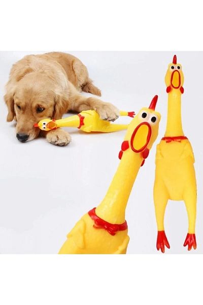 Pribor Singing Screaming Rooster Chicken Chirping Screaming Sound Toy for Puppy Cat L Size 36 cm