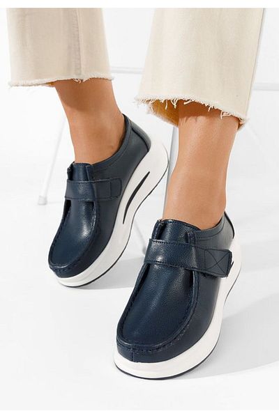 B T Shoes Mocasini cu platforma Alseida albastri