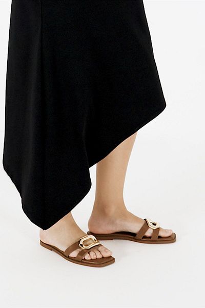 Bershka Flat sandals with metallic detail