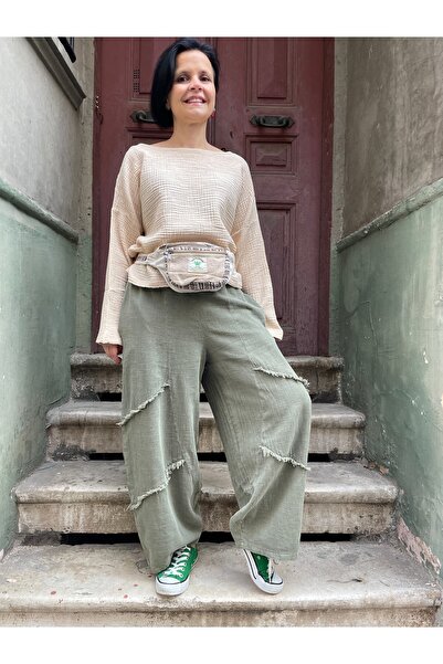 Bohoyasam Unisex Bohem Lastik Bel Pantolon, Rahat Pantolon, Yoga Pantolonu, Ş...