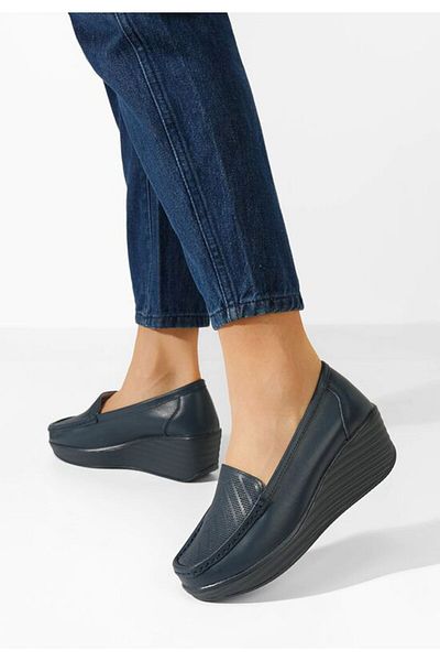 B T Shoes Mocasini dama piele Tangelo navy