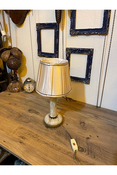 ANTİKA AYAL Antique Marble Pedestal Lampshade