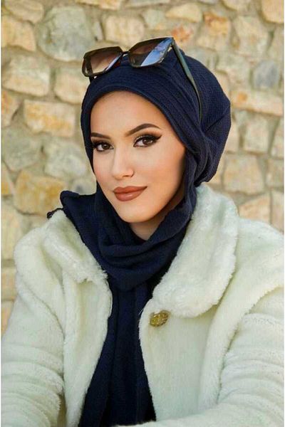 Aişe tesettür Navy Blue Knitwear Hijab Beanie