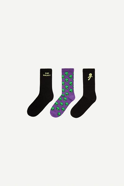Bershka 3-pack of printed socks